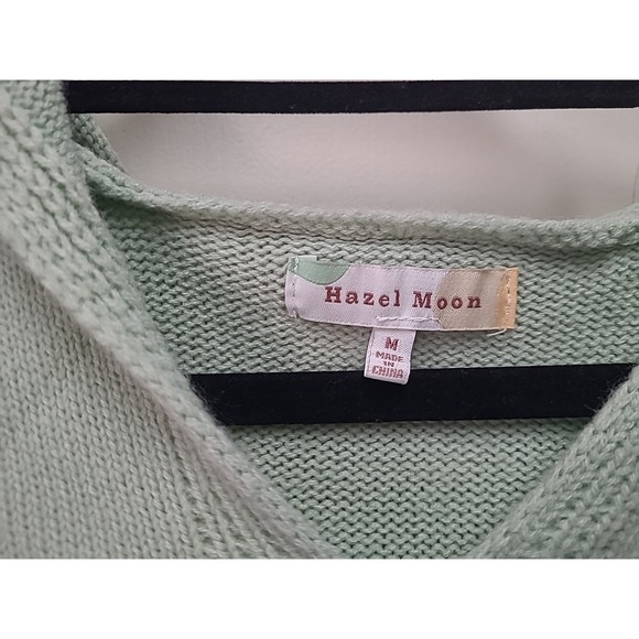 Hazel Moon Hoodie Sweater Womens M Green Daisy Floral Boho Hippie Indie Distress - Picture 4 of 6